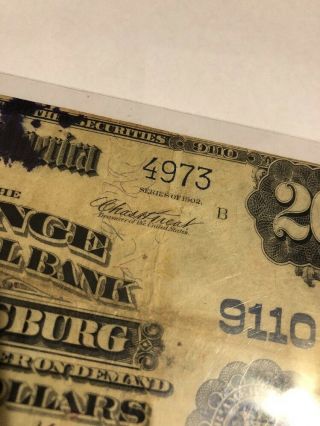 The Grange National Bank Of Spartansburg Pa Crawford County Rarity 1902 $20 Note 11