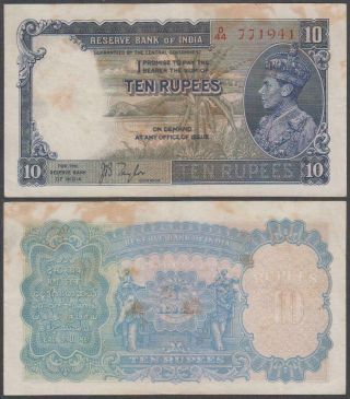 India - King George Vi,  10 Rupees,  Nd,  Vf,  P - 19 (a)