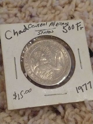 1977 Chad Central African States 500 Francs Coin Us World Coins