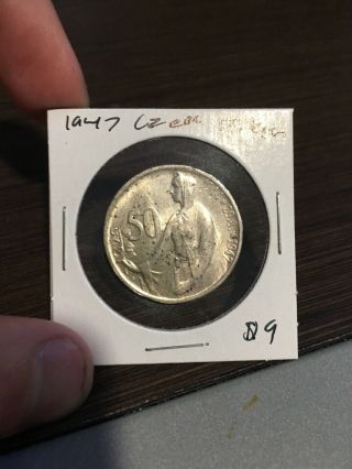 1947 Czechoslovakia Silver Coin 50 Korun Slovak Uprising