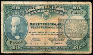 Albania Banknote 1945,  20 Fr. ,