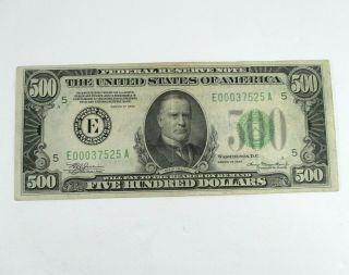 1934 United States $500 Federal Reserve Note Mckinley Very Fine,  To Extra Fine