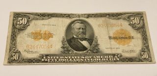 1922 $50 Dollar Gold Certificate B2447054 Speelman/white