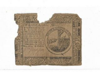 Authentic May 10 1775 Pa Two Dollars Colonial Continental Currency