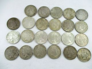 23 United States Silver Peace Dollar Coins 1922 - 1925 Fine To About Uncirculated