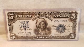 1899 Us $5 Five Dollar Silver Certificate Indian Chief (very)