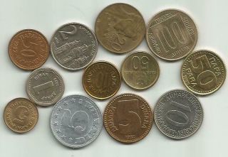 Yugoslavia 12 Different Coins Vf004