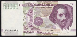 Italy - - - - - - 50000 Lire 1992 - - - - - Vf,  - - - - - -