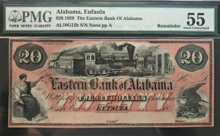 1859 Eufaula,  Al - The Eastern Bank Of Alabama $20 Remainder Pmg 55