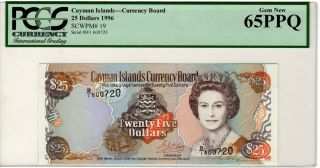 Cayman Islands 25 Dollars Dated 1996,  P19 Pcgs Graded 65ppq Gem Unc