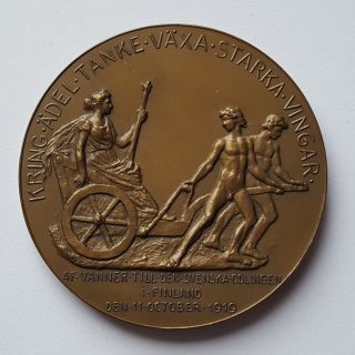 Finland Runeberg Bronze Art Medal " Magnus And Ernst Dahlström " 55 Mm,  66 Gr.