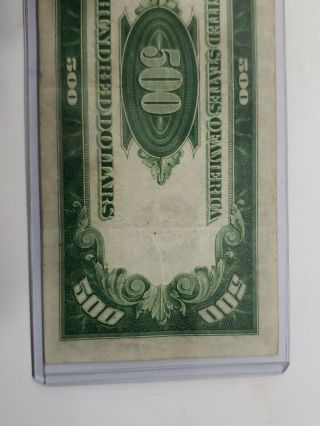 1934 FIVE HUNDRED Dollar Federal Reserve Note $500 Bill EXAMPLE 7