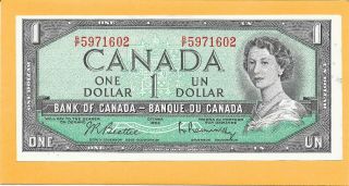 1954 Canadian 1 Dollar Bill B/f5971602 (circulated)