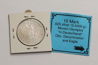 Germany Federal 10 Mark 1972 G Silver Olympics B18 K1770