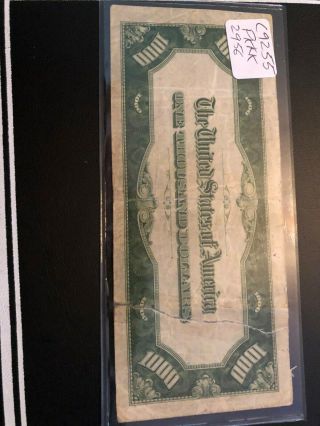 1934 $1000 G Chicago Federal Reserve Note,  Serial G00216126A.  Torn & Taped 4