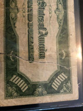 1934 $1000 G Chicago Federal Reserve Note,  Serial G00216126A.  Torn & Taped 6