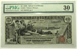 Fr 224 1896 $1 Silver Certificate 1 Silver Dollar Educational Ace