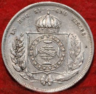 1862 Brazil 200 Reis Silver Foreign Coin