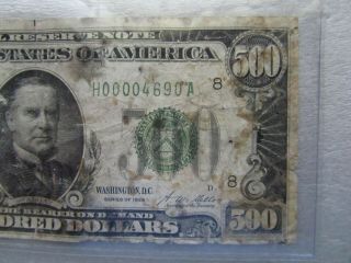 1928 $500 Federal Reserve Note St.  Louis H Woods/Mellon Gold Note 3