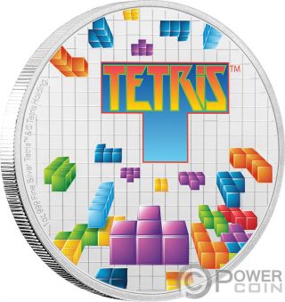Tetris 35th Anniversary 1 Oz Silver Coin 2$ Niue 2019