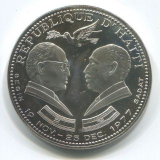 Haiti 100 Gourdes 1977 Sadat And Begin Mtg 550 Silver P/l Bu
