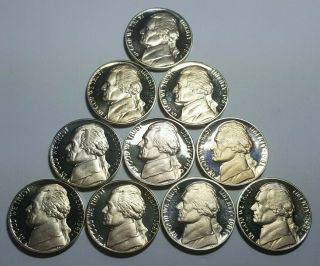 (10) 1981 S Proof Jefferson Nickels Type 1 Filled 