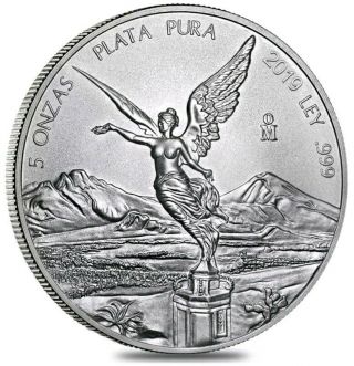 2019 5 Oz Silver Mexican Libertad Coin.