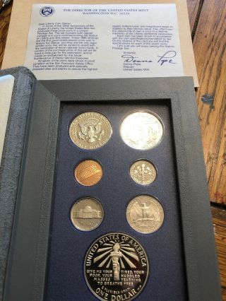 1986 - S Prestige Set Gem Proof Coins Us Elliis Island Silver $1 Dollar