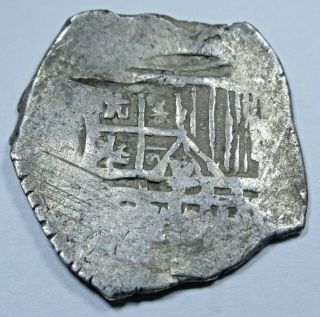 1600 ' s Spanish Silver 1 Reales Cob Piece of 8 Real Old Colonial Era Pirate Coin 2