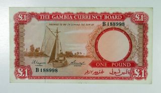 Gambia Currency Board,  1965 - 70,  1 Pound P - 2a,  Vf - Choice Vf Scarce