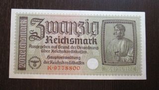20 Reichsmark 1940 - 1945 Germany Paper Money For Wwii Occupied Territories Ser.  K