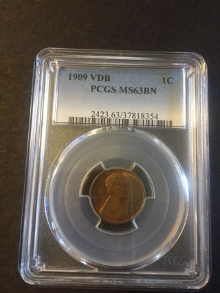 Pcgs Lincoln/wheat Penny/cent 1909 Vbd Ms 63 Bn