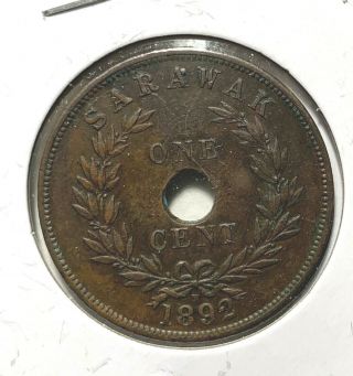 Sarawak 1 Cent 1892 H - Copper - Charles J.  Brooke Rajah