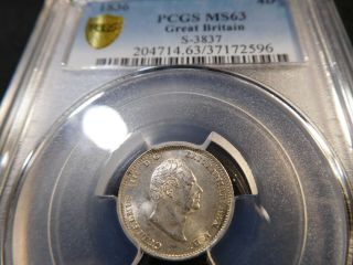 Q132 Great Britain 1836 4 Pence Pcgs Ms - 63