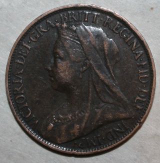 British Farthing Coin,  1896 - Km 788.  1 - Great Britain Uk Queen Victoria One 1