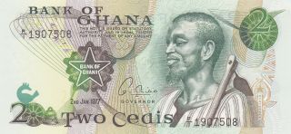 2 Cedis Unc Banknote From Ghana 1977 Pick - 14