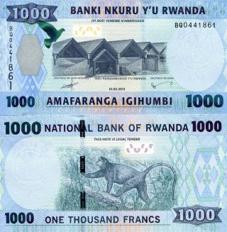 Rwanda 1000 Francs Banknote World Paper Money Unc Currency Pick P39a Monkey 2015