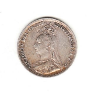 1892 Great Britain Queen Victoria Silver Threepence.  Vf.