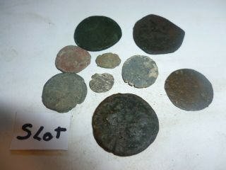 9 Some Silver Ancient Roman Coins C.  100 - 375 A.  D.  Uncleaned Unsearched Slot