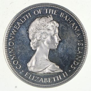 World Coin - 1971 Bahama Islands 1 Dollar - World Silver Coin - 17.  9g 336