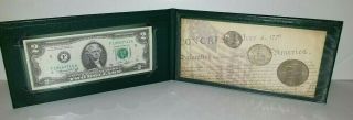 United States Bicentennial 1776 - 1976 3 Coin Set With 1976 2 Dollar Bill