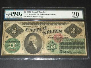1862,  $2 Legal Tender Note,  Pmg 20,  Very Fine,  Fr 41