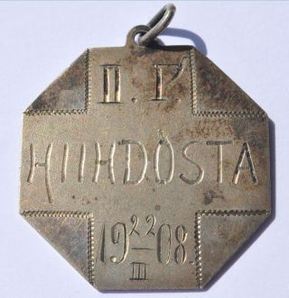 1908 Imperial Russia Finland Solid Silver Skiing Sport Medal Badge Award