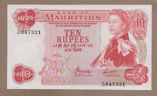 Mauritius: 10 Rupees Banknote,  (unc),  P - 31c,  1967,
