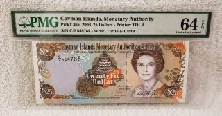 Cayman Islands,  Monetary Authority Pick 36a 2006 $25 Dollars Pmg 64 Epq