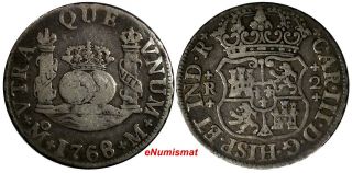 Mexico Spanish Colony Charles Iii Silver 1768/6 Mo M 2 Reales Overdate Km 87