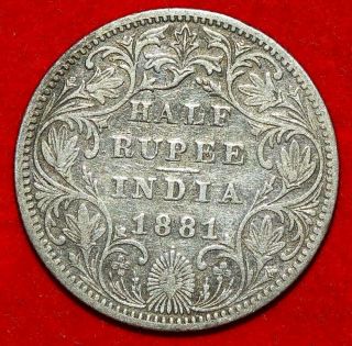 India British Victoria Empress Half Rupee Ad 1881 With Dot Bombay About Vf