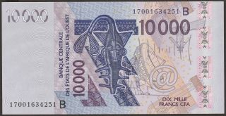 Gem Unc West African States 2017 " B " 10000 Francs P - 218bq / B124bq Benin 251
