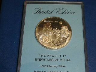 Limited Edition The Apollo 17 Eyewitness Medal Sterling Silver Franklin 1oz