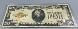 1928 $20 Dollar Bill Gold Certificate Frn Paper Money Note 1863 Act